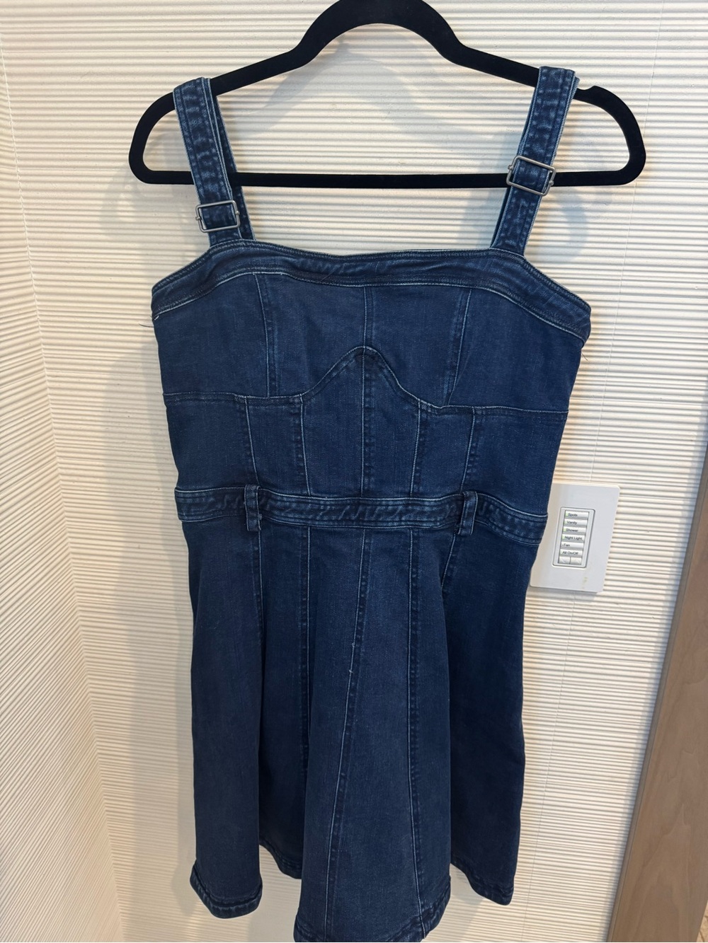 Free People Dark Blue Denim Mini Jumper Dress